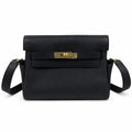 Kelly Messenger messenger bag for men and women, Black Gold Buckle, imported leather, all-steel hand-waxed thread, the highest cost-effectiveness — Sophisticated Carry Design