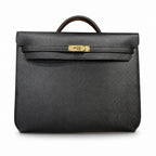 Kelly Depeche 36cm Epsom Leather 89 Noir Black top handcrafted — Slim Hand-Carry Design
