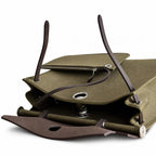 Herbag 31cm Saddle-Inspired Canvas Body with Leather Handle and Shoulder Strap — Leather-Handled Canvas Shoulder Bag