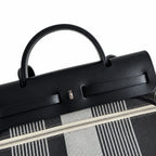 Saddle-Inspired Canvas Bag: Herbag 31cm Saddle-Inspired Canvas Body with Leather Handle and Shoulder Strap