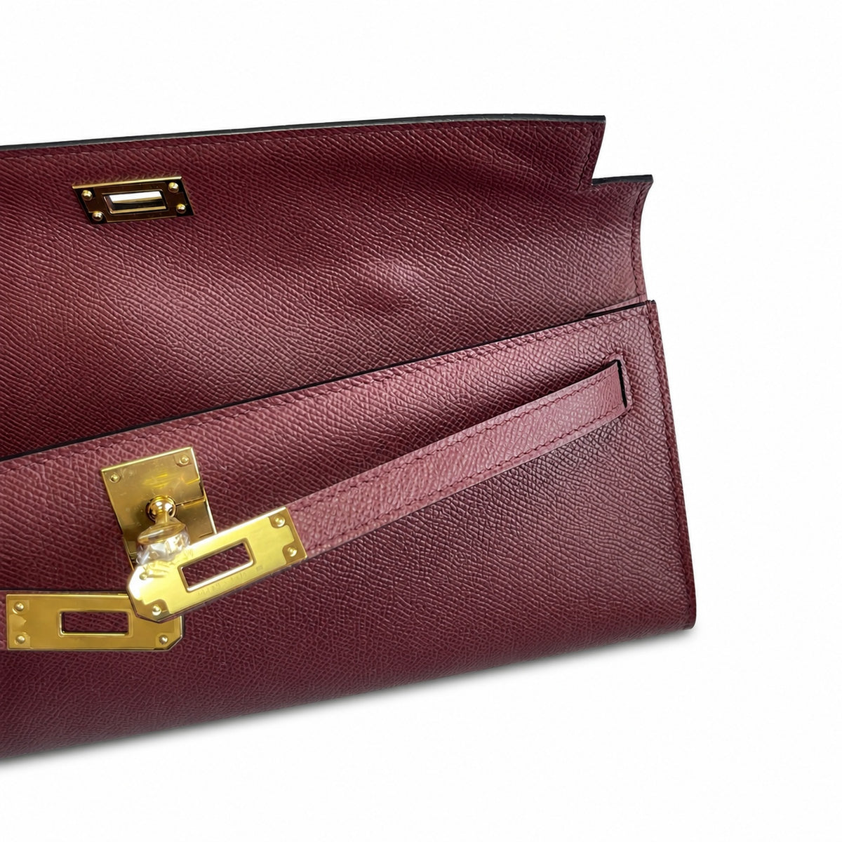 Streamlined Evening Bag: Kelly Cut 31 Clutch Epsom Leather Burgundy