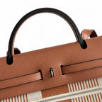 Leather-Handled Canvas Shoulder Bag: Herbag 31cm Saddle-Inspired Canvas Body with Leather Handle and Shoulder Strap