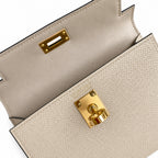 handmade Mini Kelly II 19cm imported Epsom Leather turtle dove gray Gold Buckle — Polished Compact Handbag
