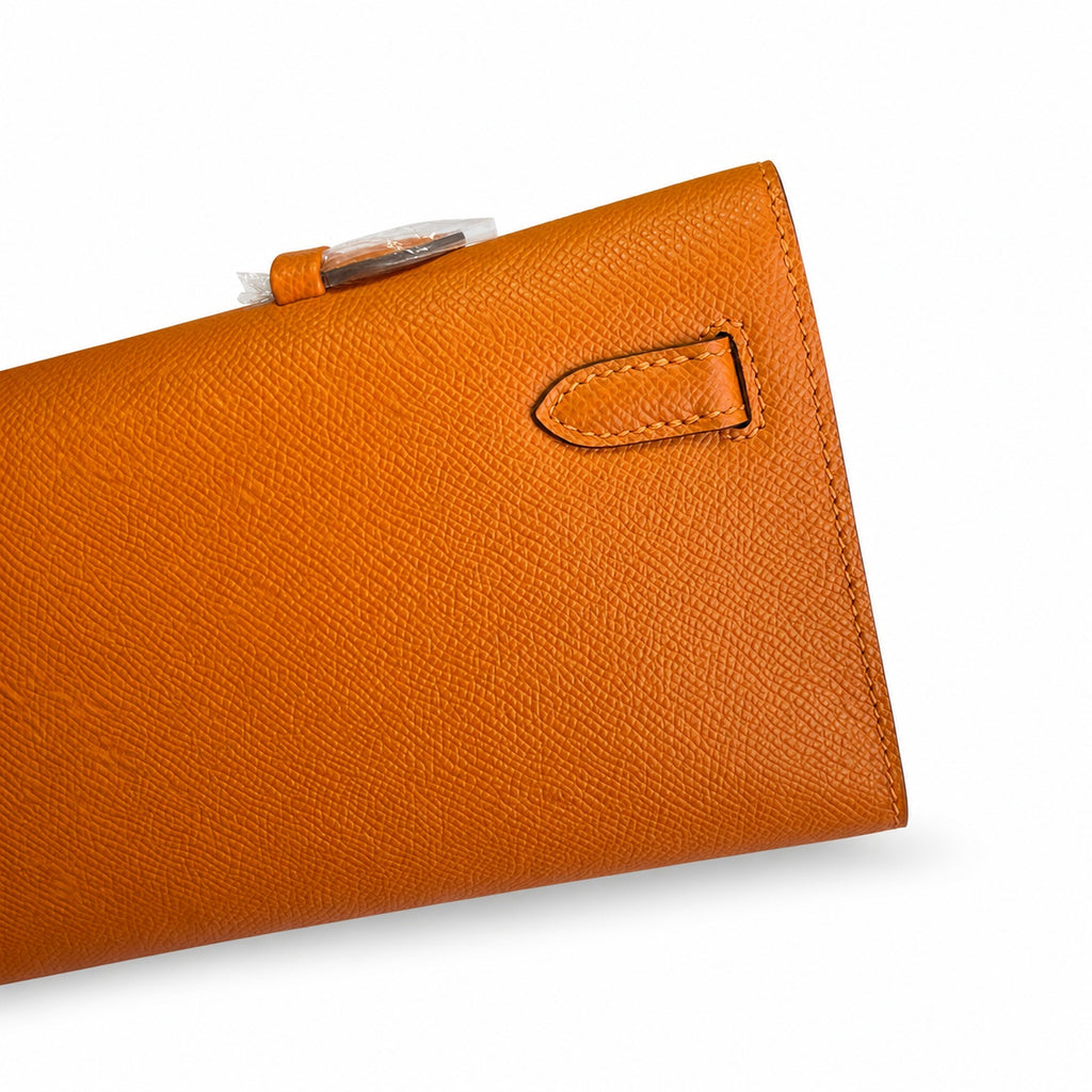 Streamlined Evening Bag: Kelly Cut 31 Clutch Epsom Leather Orange