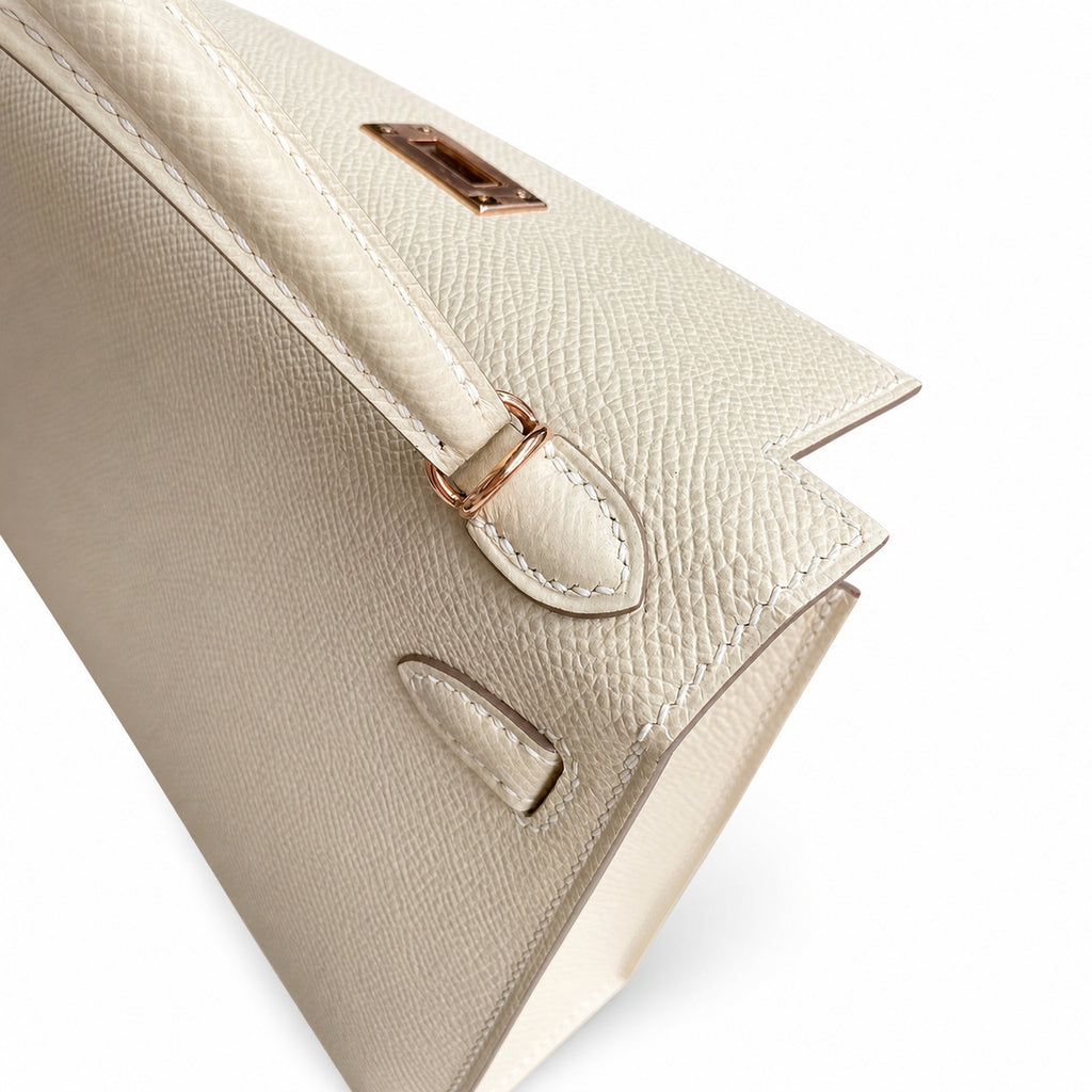 Mini Kelly II 19cm Epsom Leather Milkshake White — Elegant Compact Carry Style