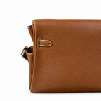 Kelly Messenger messenger bag for men and women, Fubao leather Gold Brown Silver Buckle, imported leather, all-steel hand-waxed thread, the highest — Versatile Structured Bag
