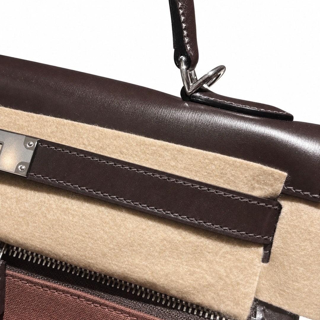 New limited edition 32Kelly Lakis BOX patchwork, ebony color Silver Buckle. The old money style series is low-key and noble. It exudes an elegant — Refined Lakis Carry Design