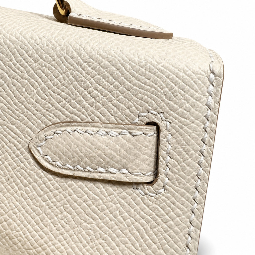 Kelly II SELLIER double-sided Kelly 20cm 10 Milkshake White Epsom Leather Gold Buckle — Elegant Structured Carry Style