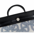 Herbag 31cm Saddle-Inspired Canvas Body with Leather Handle and Shoulder Strap — Versatile Leather-Trimmed Canvas Bag
