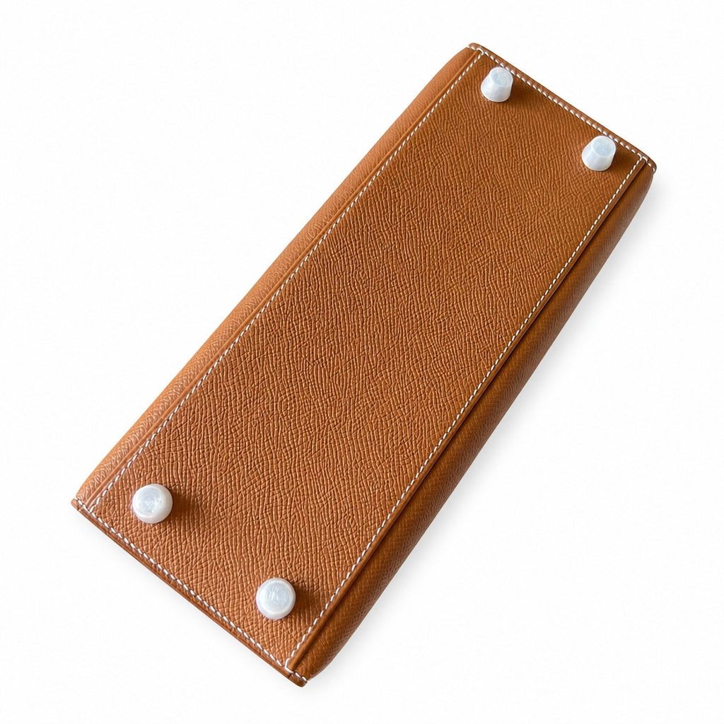 Kelly 25cm in Golden Brown Epsom Leather with Silver Buckle Handmade — Classic Hand-Carry Silhouette