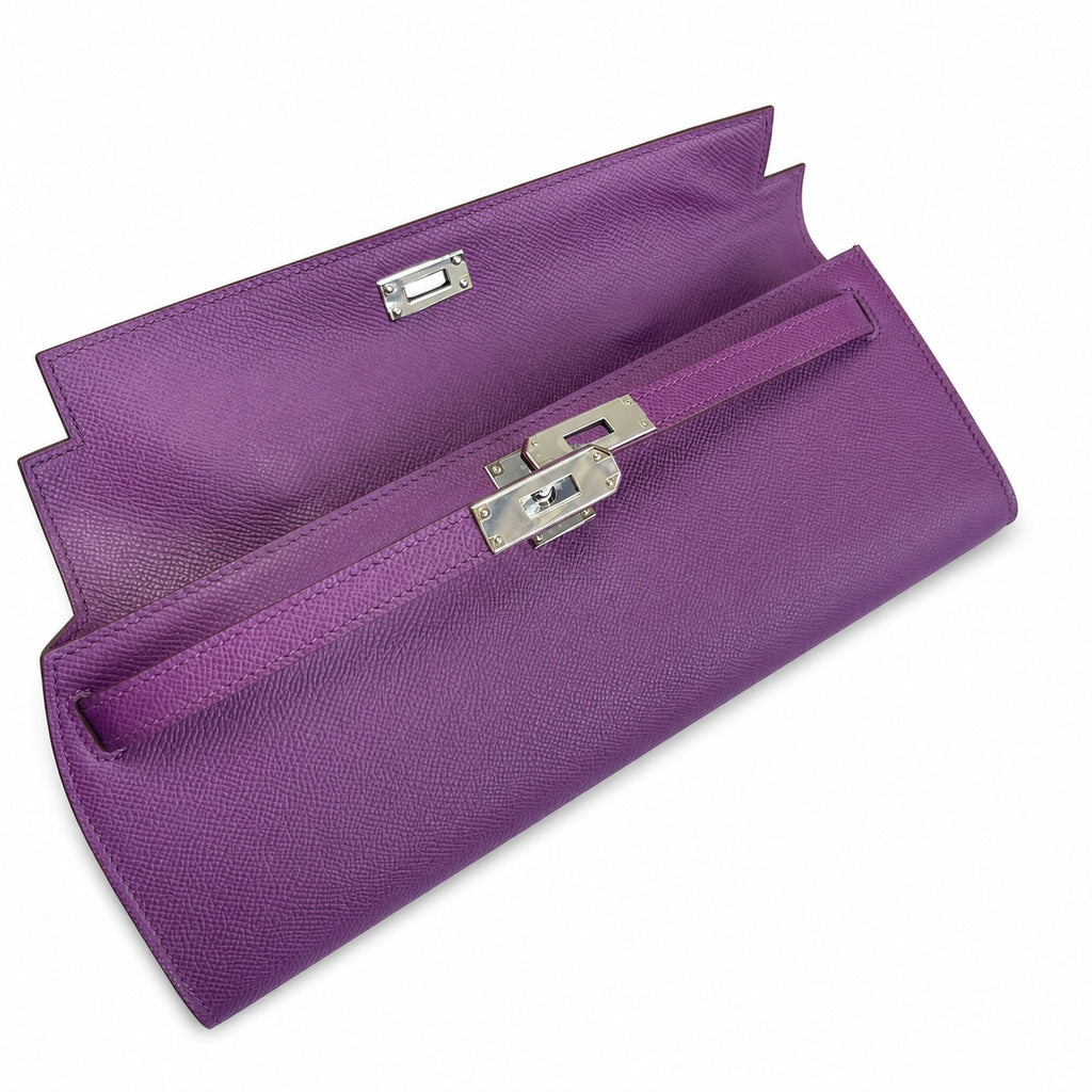 Kelly Cut 31 Clutch Epsom Leather Anemone Purple — Polished Compact Clutch