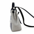 Distinctive Leather-Trimmed Canvas Design: Herbag 31cm Saddle-Inspired Canvas Body with Leather Handle and Shoulder Strap