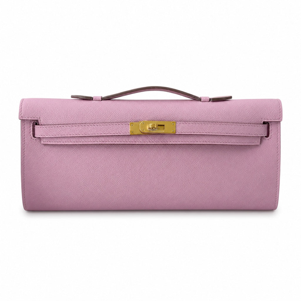 Kelly cut 31 handbag Epsom mallow purple Gold Buckle — Sophisticated Evening Clutch