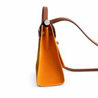 Polished Canvas-and-Leather Handbag: Herbag 31cm Saddle-Inspired Canvas Body with Leather Handle and Shoulder Strap