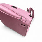 handmade Mini Kelly II 19cm imported Epsom Leather, malva purple, Silver Buckle — Sophisticated Small-Scale Bag