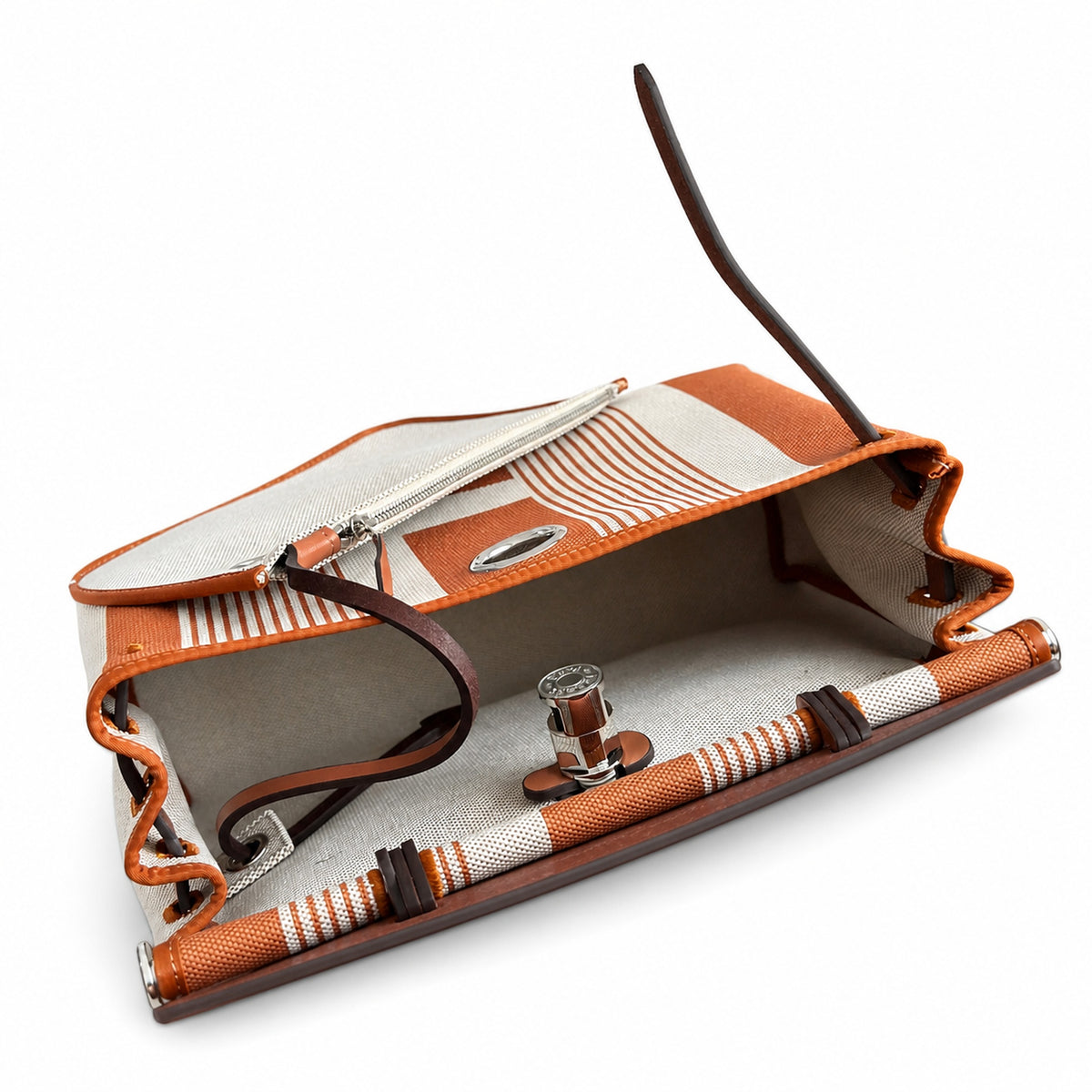 Herbag 31cm Saddle-Inspired Canvas Body with Leather Handle and Shoulder Strap — Polished Canvas-and-Leather Shoulder Style