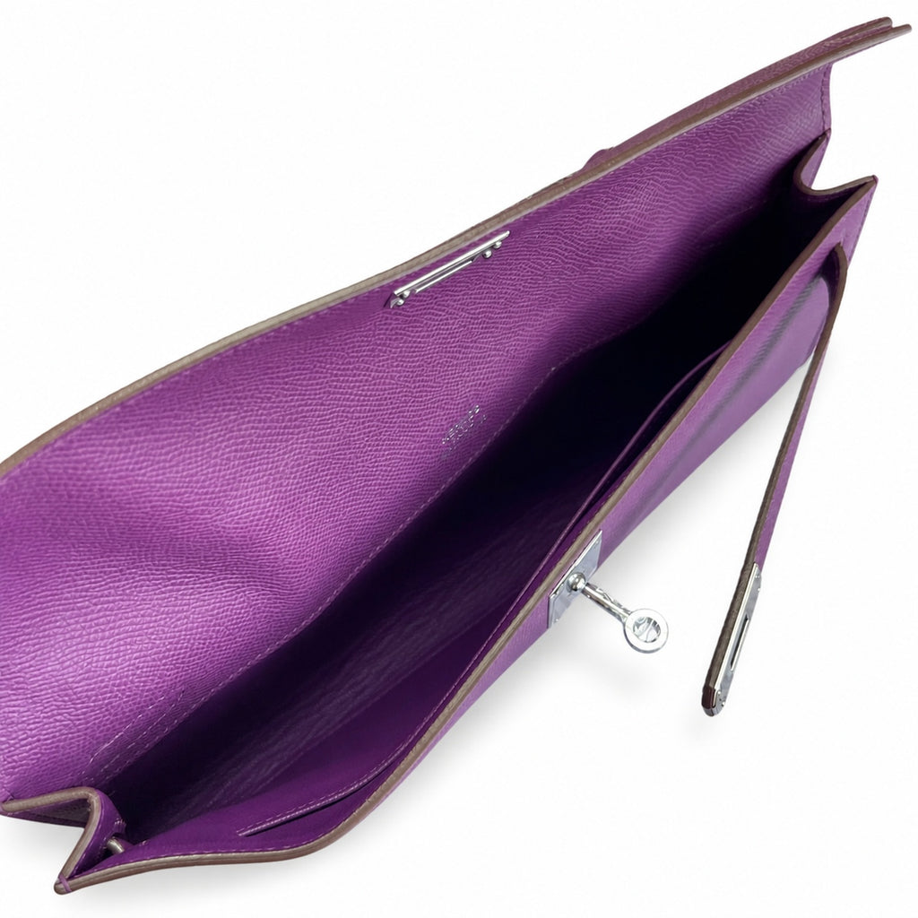 Kelly Cut 31 Clutch Epsom Leather Anemone Purple — Polished Compact Clutch