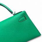 Kelly 25cm/28cm Epsom Leather 1K Bombou bamboo green top handcraft — Distinctive Hand-Carry Bag
