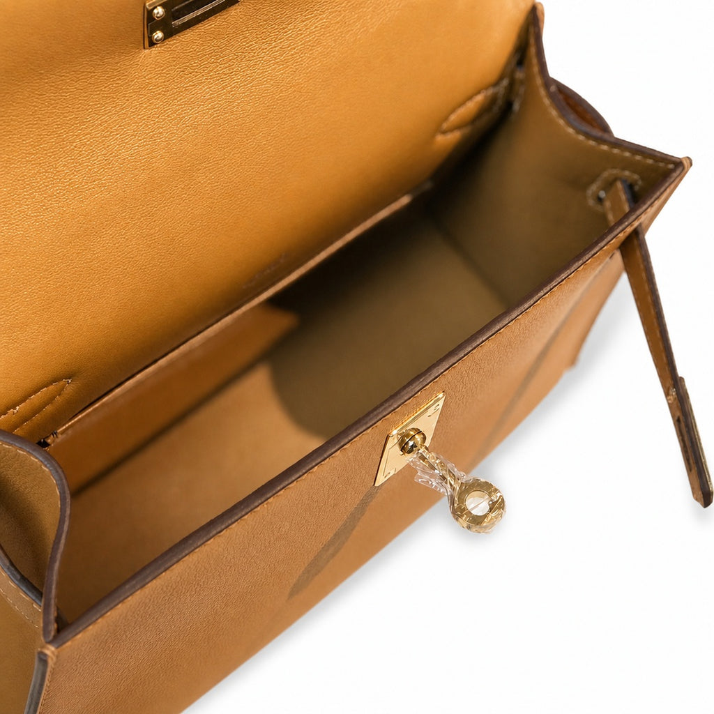 Mini Kelly Generation Sesame Swift Leather 22cm Handmade — Streamlined Mini Handbag