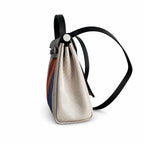 Elegant Canvas-and-Leather Bag: Herbag 31cm Saddle-Inspired Canvas Body with Leather Handle and Shoulder Strap