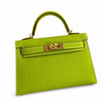 handmade Mini Kelly II 19cm imported Epsom Leather candy green Gold and Silver Buckle — Sophisticated Small-Scale Bag