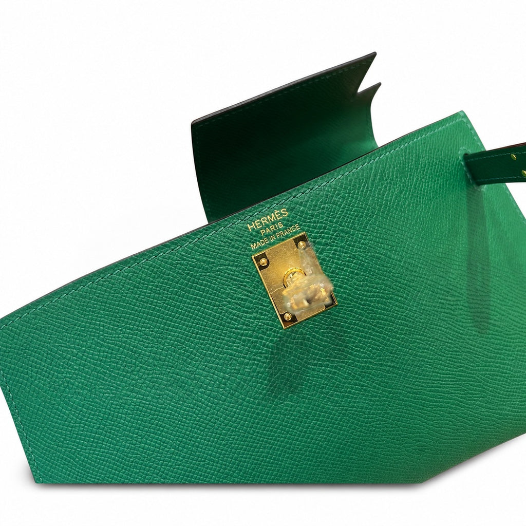 Kelly 25cm Epsom Leather U4 Vert Veryigo Velvet Green top handmade — Sophisticated Carry Design