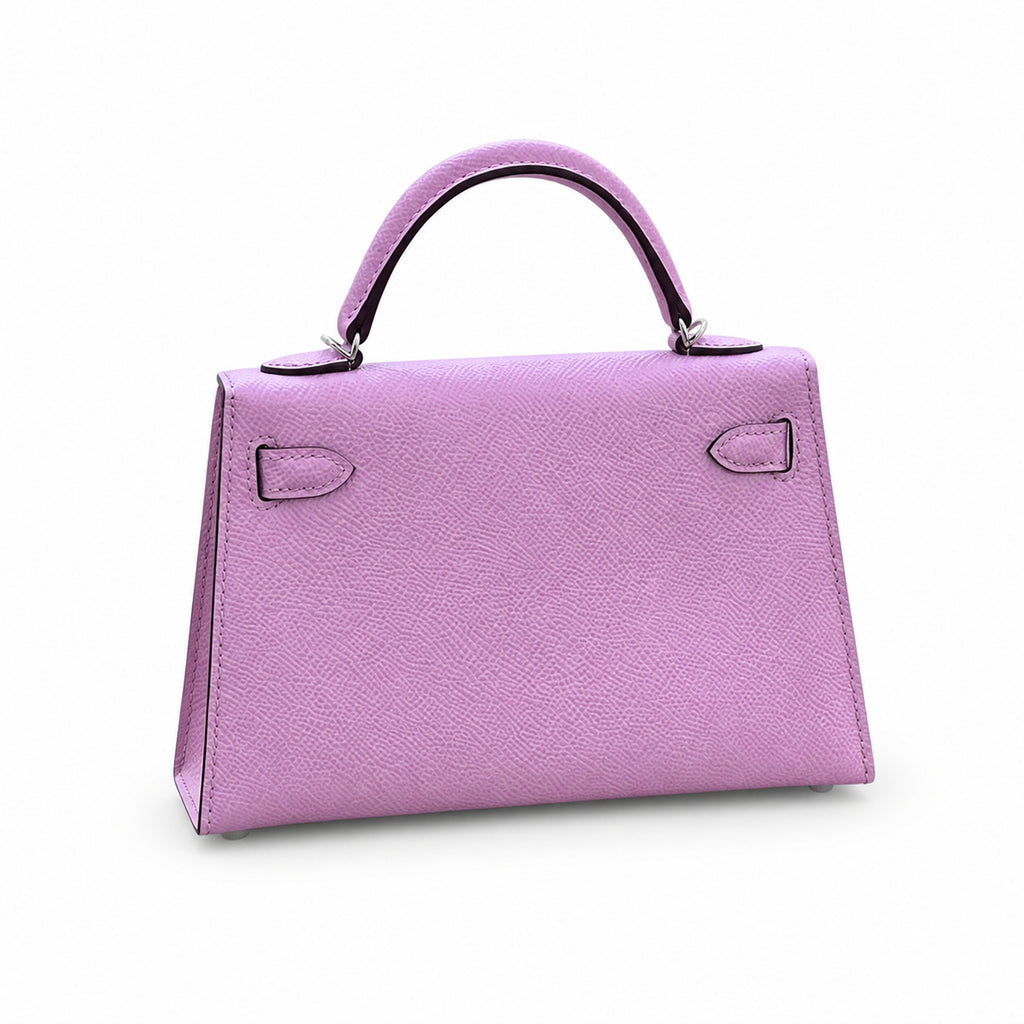 Versatile Mini Carry Design: Mini Kelly II 19cm Epsom Leather, mallow purple, Silver Buckle