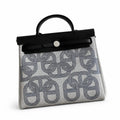 Herbag 31cm Saddle-Inspired Canvas Body with Leather Handle and Shoulder Strap — Versatile Leather-Trimmed Canvas Bag