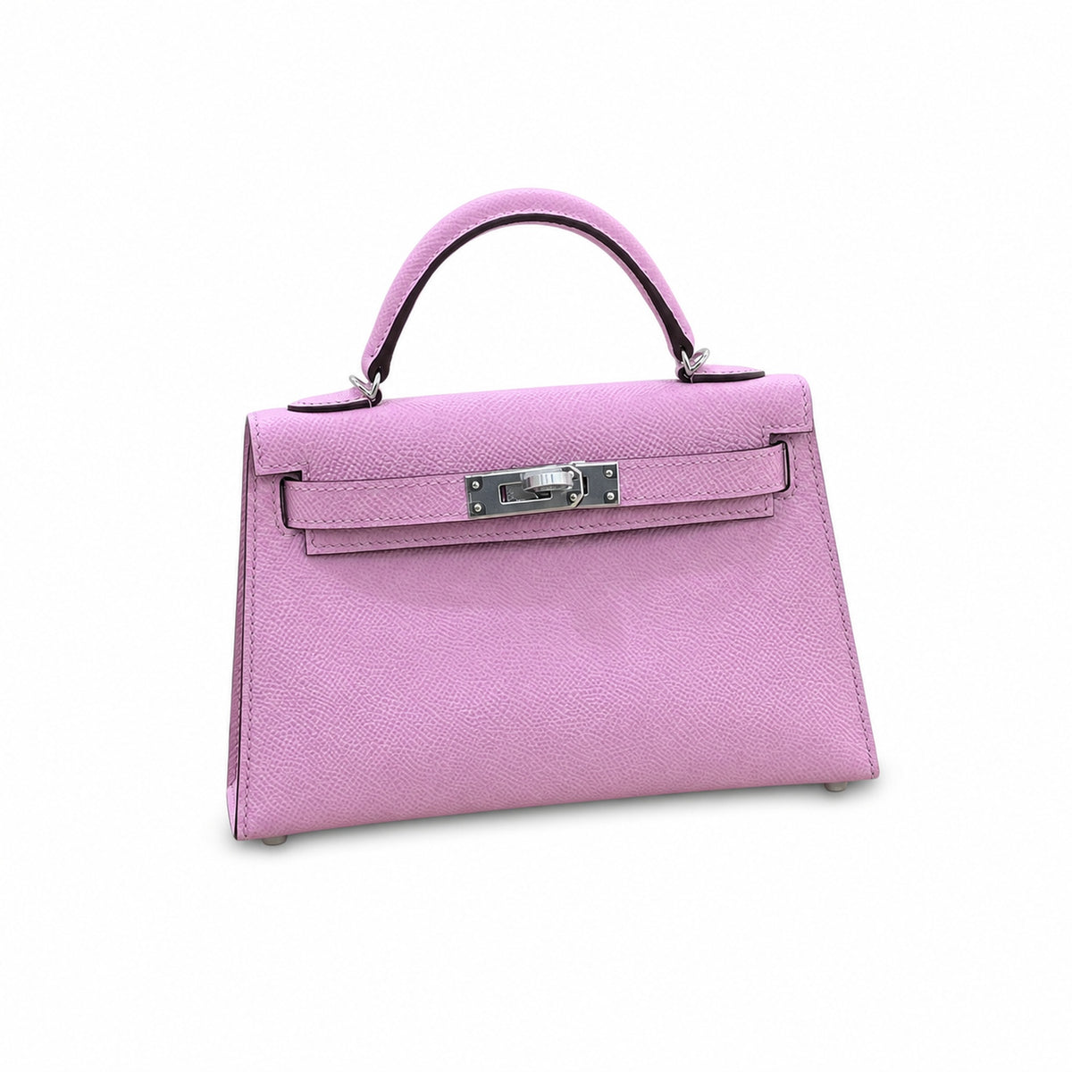 Versatile Mini Carry Design: Mini Kelly II 19cm Epsom Leather, mallow purple, Silver Buckle