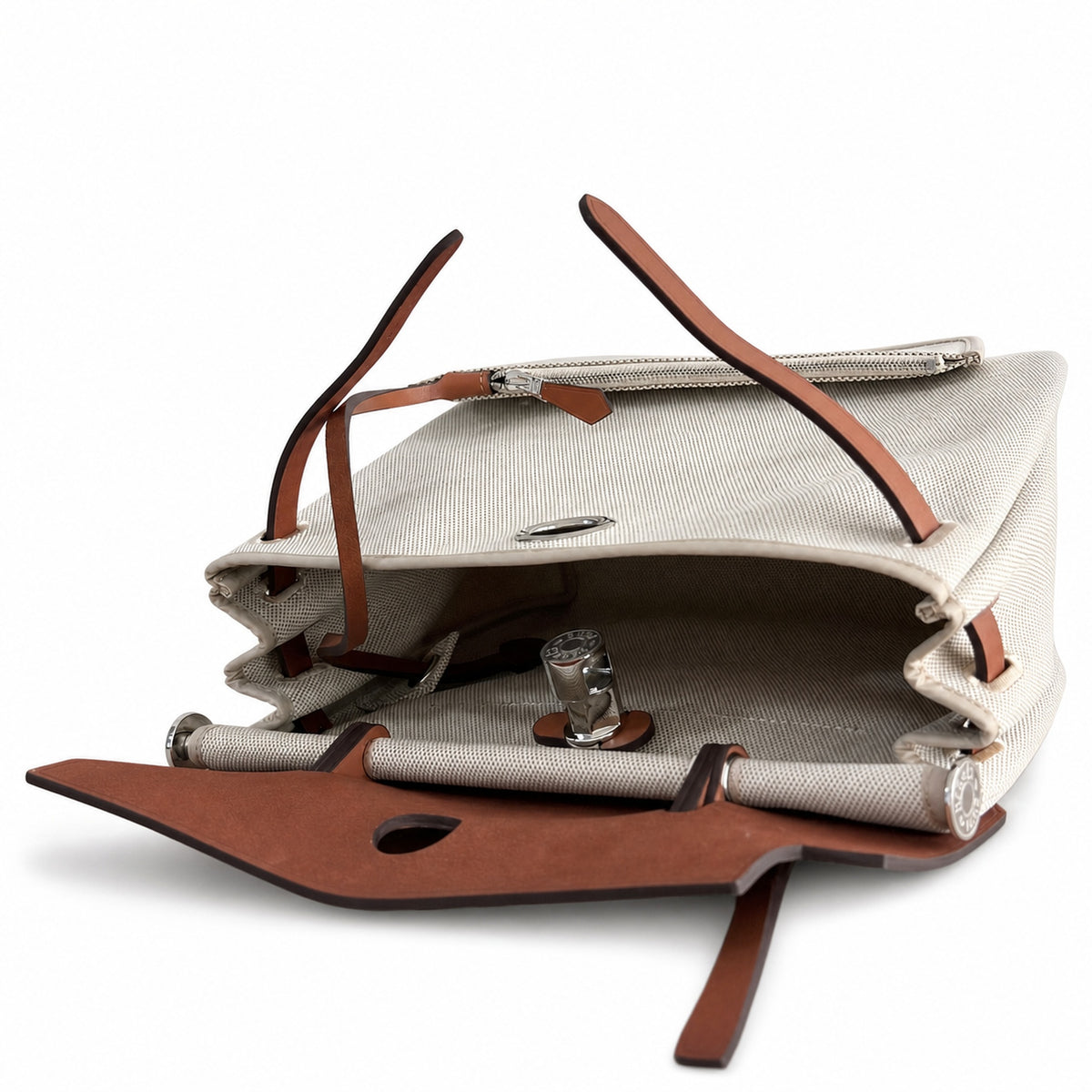 Canvas Shoulder Bag with Leather Accents: Herbag 31cm Saddle-Inspired Canvas Body with Leather Handle and Shoulder Strap