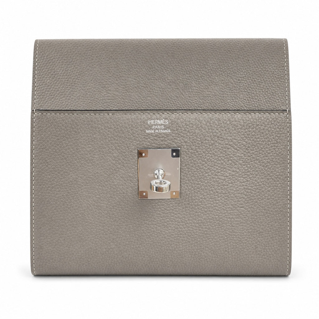 Kelly Messenger messenger bag for men and women, pewter gray Silver Buckle, imported leather, all-steel hand-waxed thread, the highest — Refined Top-Handle Bag