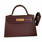 handmade Mini Kelly II 19cm imported Epsom Leather Hermès Red Gold Buckle — Elegant Compact Carry Style