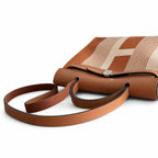 Leather-Handled Canvas Shoulder Bag: Herbag 31cm Saddle-Inspired Canvas Body with Leather Handle and Shoulder Strap