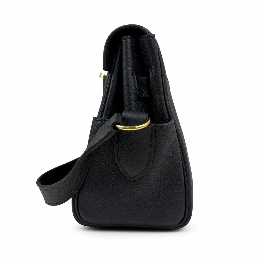 Kelly Messenger messenger bag for men and women, Black Gold Buckle, imported leather, all-steel hand-waxed thread, the highest cost-effectiveness — Sophisticated Carry Design