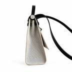 Versatile Canvas Shoulder Carry: Herbag 31cm Saddle-Inspired Canvas Body with Leather Handle and Shoulder Strap