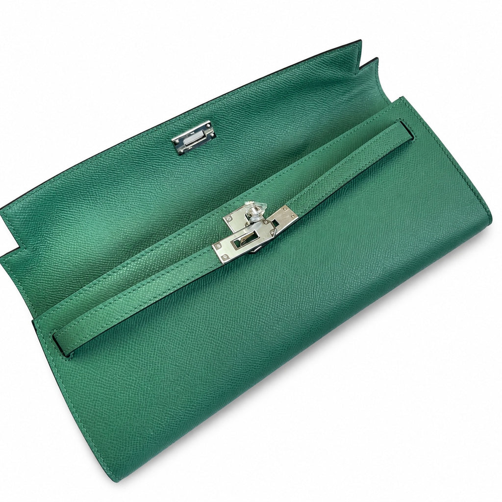 Distinctive Slim Carry Style: Kelly Cut 31 Clutch Epsom Leather Malachite Green