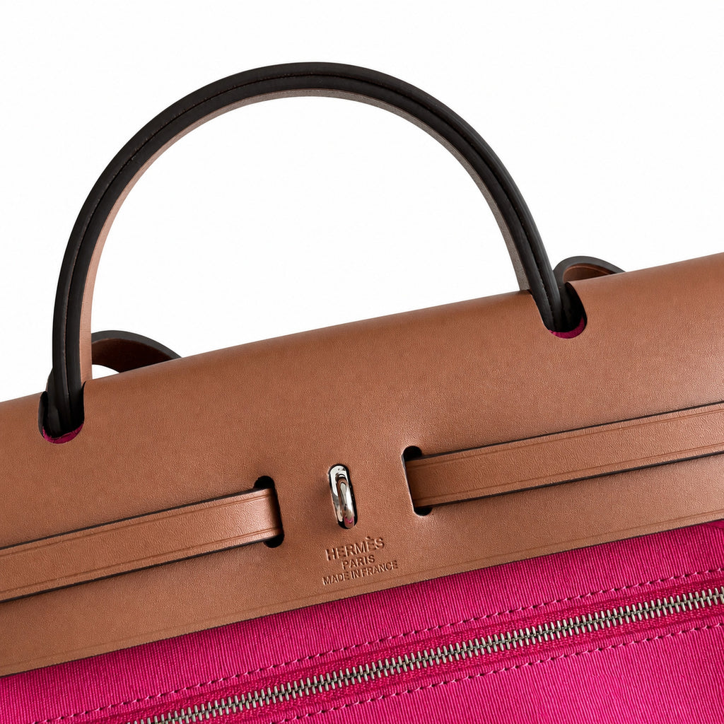 Timeless Saddle-Influenced Bag: Herbag 31cm Saddle-Inspired Canvas Body with Leather Handle and Shoulder Strap