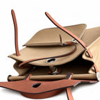 Herbag 31cm Saddle-Inspired Canvas Body with Leather Handle and Shoulder Strap — Polished Canvas-and-Leather Handbag