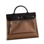 Herbag 31cm Saddle-Inspired Canvas Body with Leather Handle and Shoulder Strap — Classic Canvas Body and Leather Straps