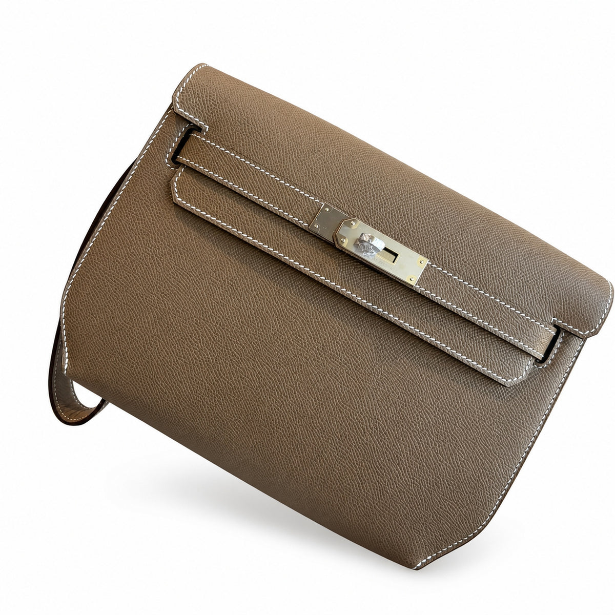 Streamlined Clutch Bag: Kelly Depeches 25cm Epsom Leather with Shoulder Strap