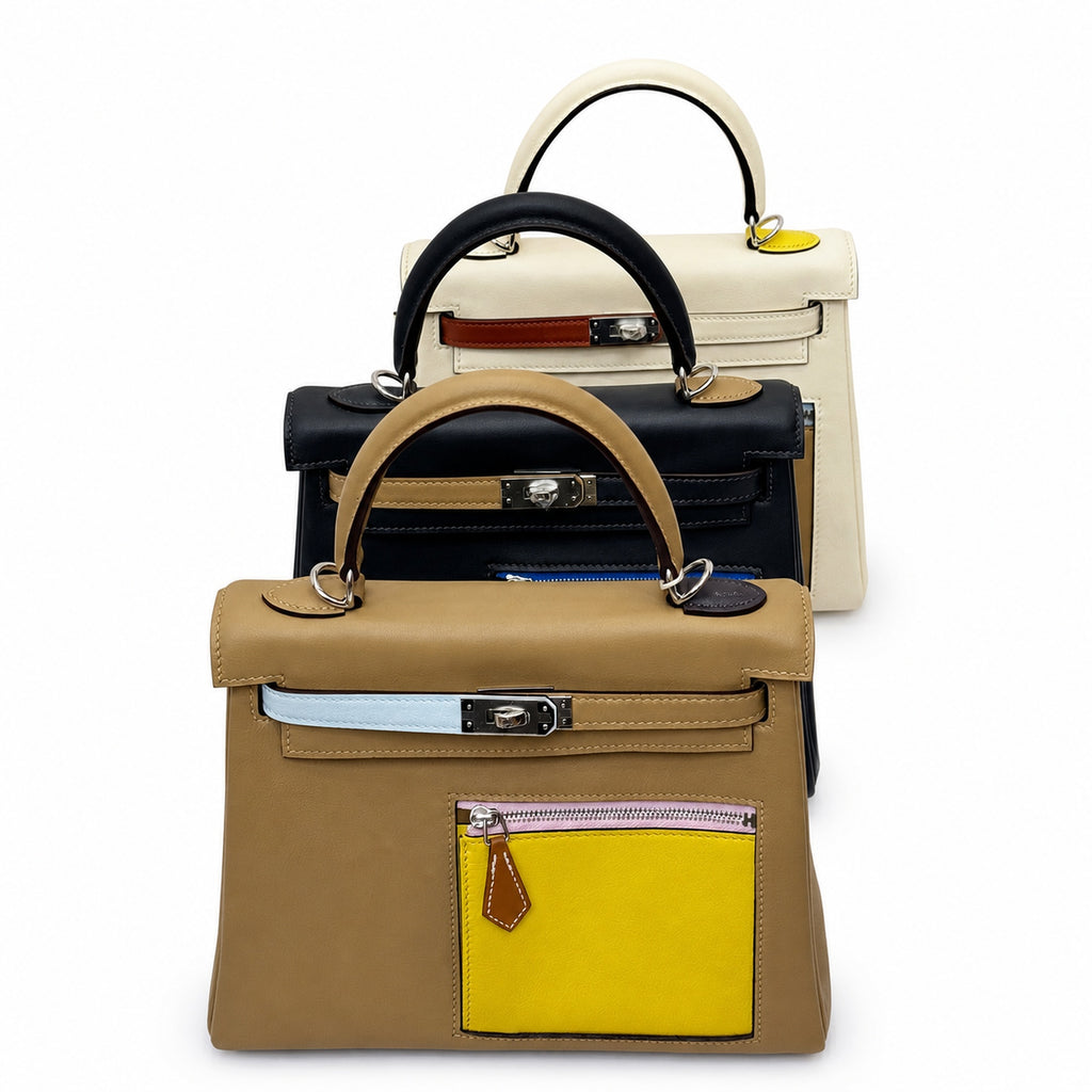 Kelly colormatic is an upgraded version of Lakis. nata Kelly 25+Colormatic limited edition+Silver Buckle, the buff is fully stacked — Polished Structured Bag