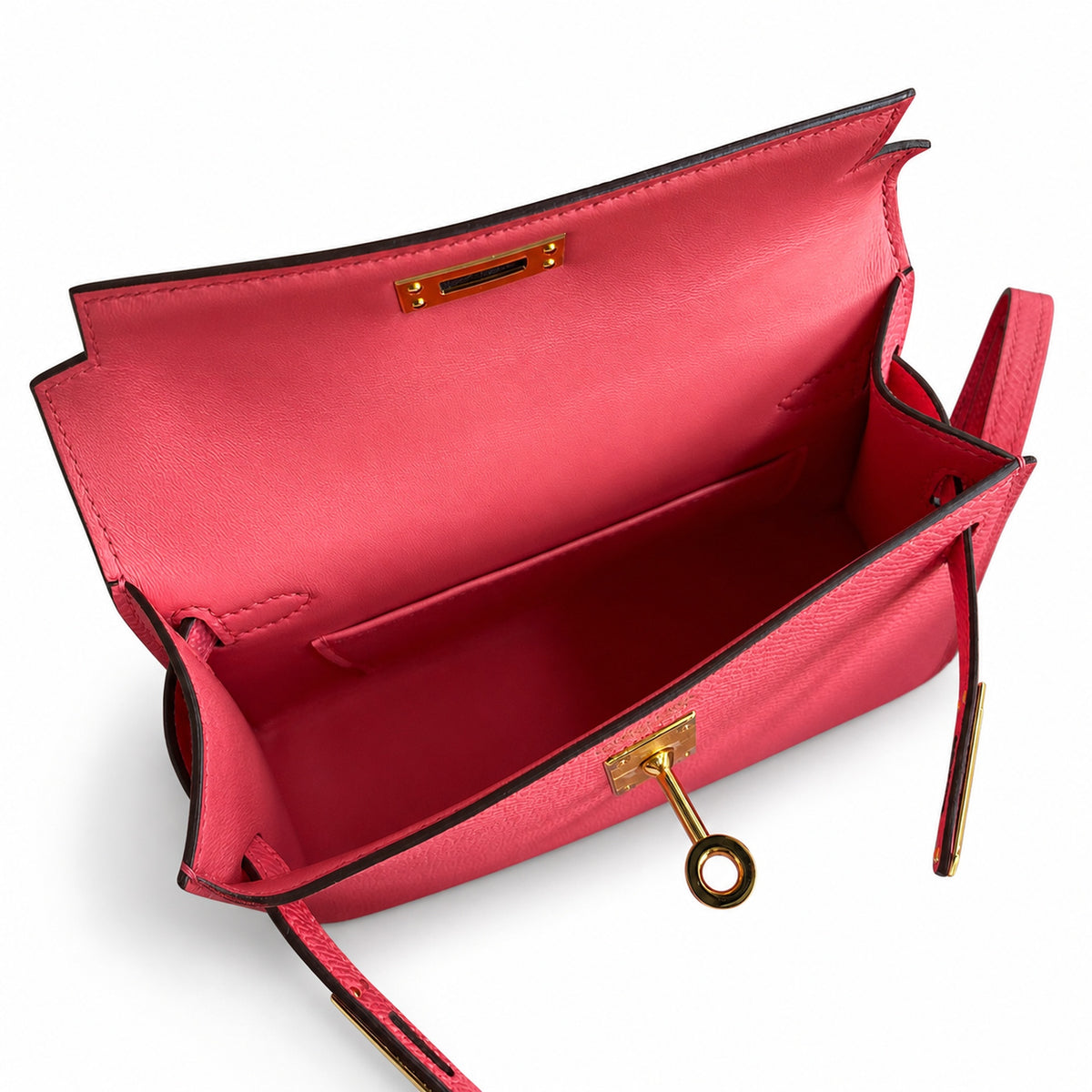 handmade Mini Kelly II 19cm imported Epsom Leather new lipstick powder Gold Buckle — Distinctive Petite Bag