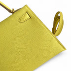 handmade Mini Kelly II 19cm imported Epsom Leather lemon yellow Gold Buckle — Elegant Compact Carry Style
