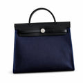 Canvas-and-Leather Top-Handle Style: Herbag 31cm Saddle-Inspired Canvas Body with Leather Handle and Shoulder Strap