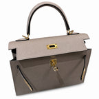 Kelly 25cm Epsom Leather with Gold Buckle Handmade — Elegant Structured Carry Style