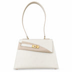 Kelly Desordre 20cm Sellier double-sided Epsom original palm print leather ck10 Milkshake White Craie Gold Buckle GHw top hand sewing — Double-Sided Structured Handbag