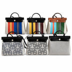 Herbag 31cm Saddle-Inspired Canvas Body with Leather Handle and Shoulder Strap — Saddle-Inspired Canvas Bag