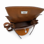 Kelly Messenger messenger bag for men and women, Fubao leather Gold Brown Silver Buckle, imported leather, all-steel hand-waxed thread, the highest — Versatile Structured Bag