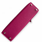 handmade Mini Kelly II 19cm imported Epsom Leather Rose Purple Silver Buckle — Compact Top-Handle Bag