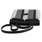 Polished Saddle-Inspired Carryall: Herbag 31cm Saddle-Inspired Canvas Body with Leather Handle and Shoulder Strap